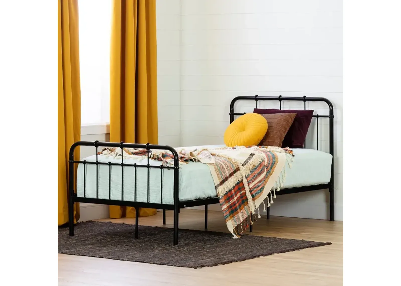 Versa Industrial Black Twin Metal Platform Bed - South Shore