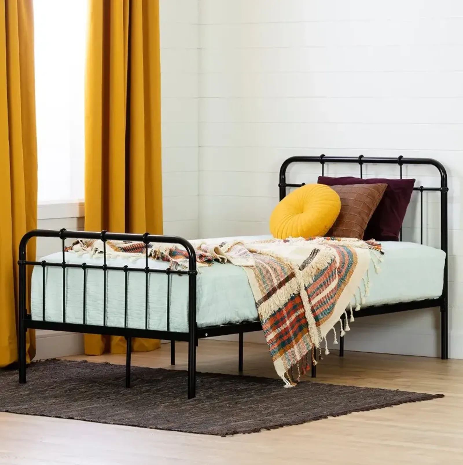 Versa Industrial Black Twin Metal Platform Bed - South Shore