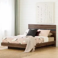Modern Walnut and Charcoal Queen Platform Bed - South Shore