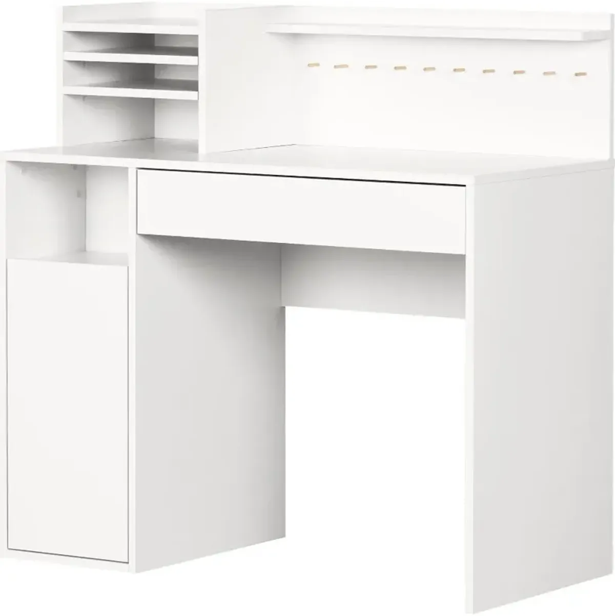 Crea Pure White Craft Table with Hutch - South Shore