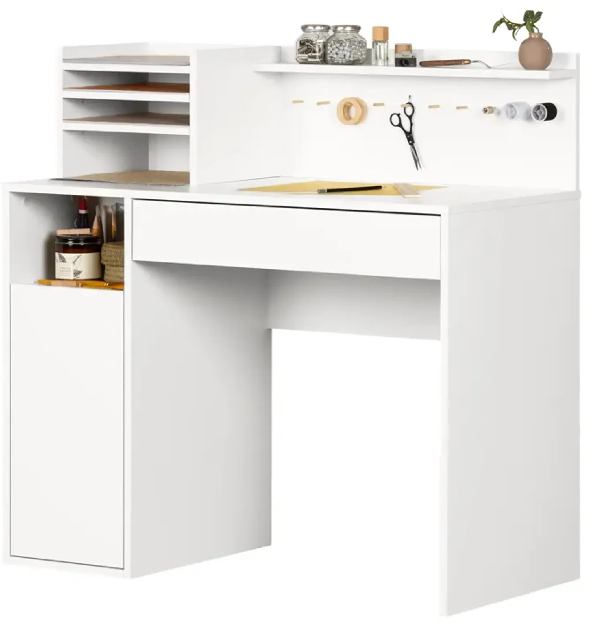 Crea Pure White Craft Table With Hutch South Shore Rc Willey ...