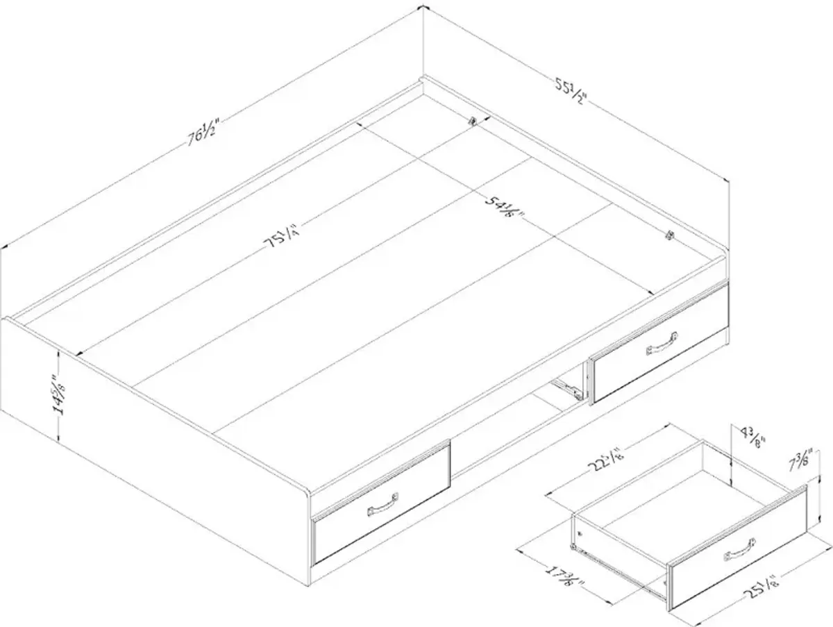 Asten Contemporary Blue Full Storage Platform Bed - South Shore