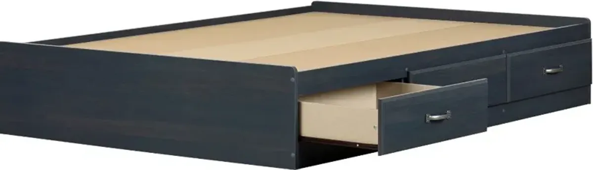 Asten Contemporary Blue Full Storage Platform Bed - South Shore