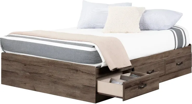 Asten Contemporary Fall Oak Full Storage Platform Bed - South Shore