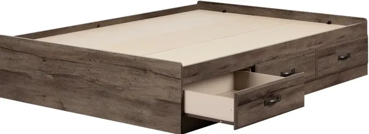 Asten Contemporary Fall Oak Full Storage Platform Bed - South Shore