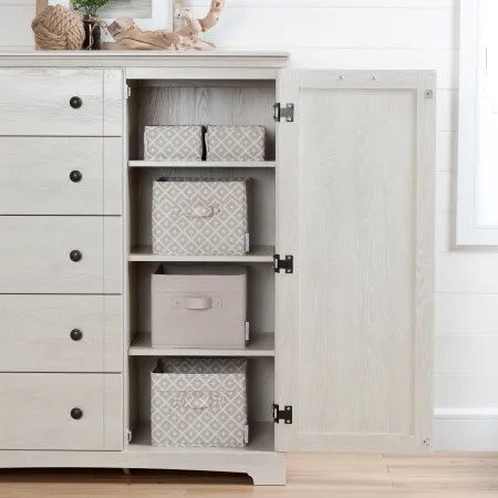 Lilak Winter Oak White Door Chest with Drawers - South Shore