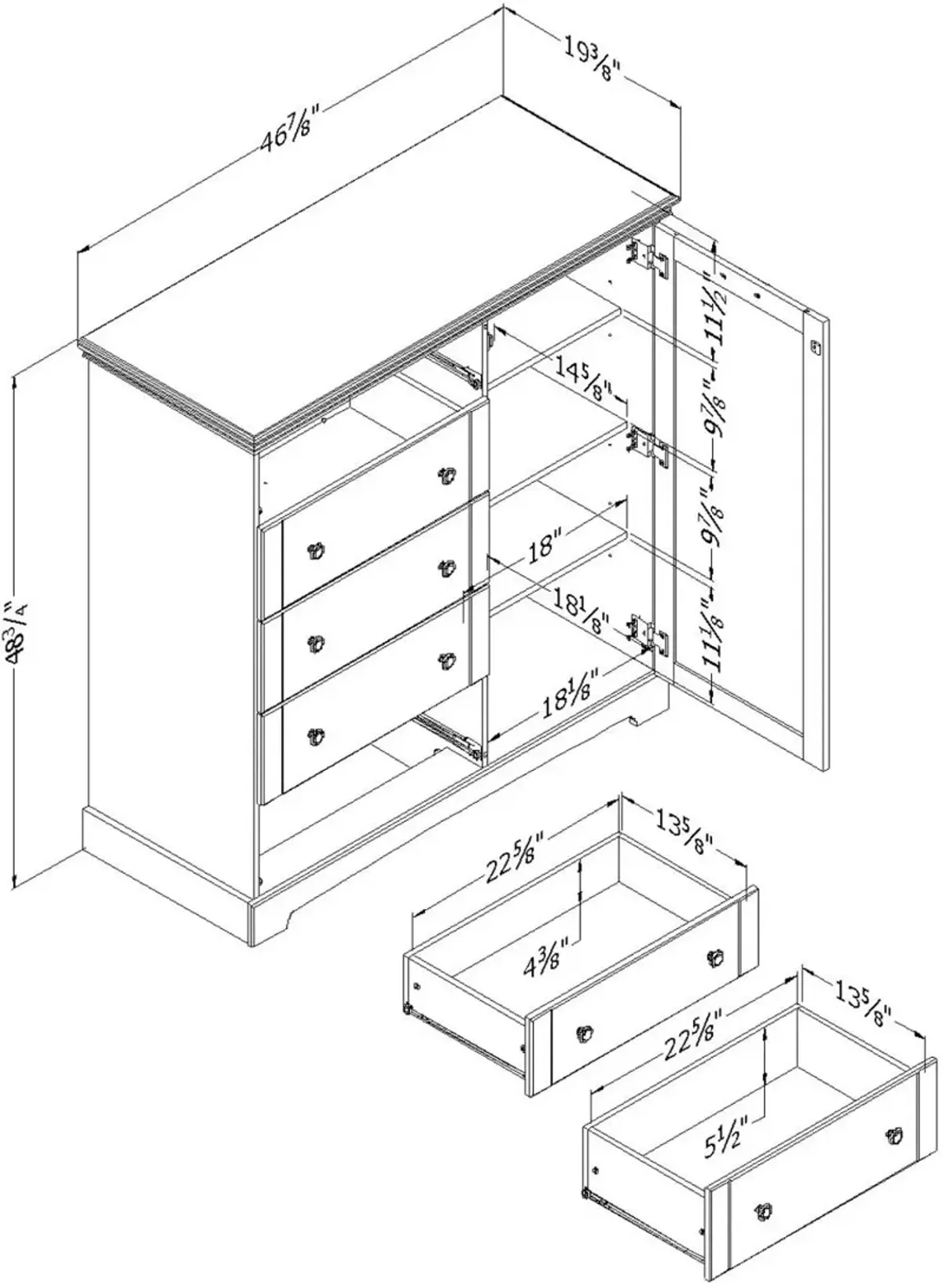 Lilak Cottage Fall Oak Door Chest with Drawers - South Shore