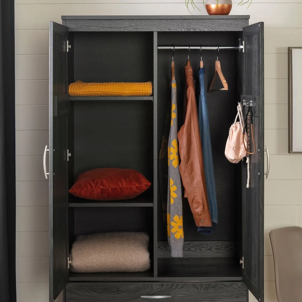 Contemporary Gray Oak Wardrobe Armoire - Acapella