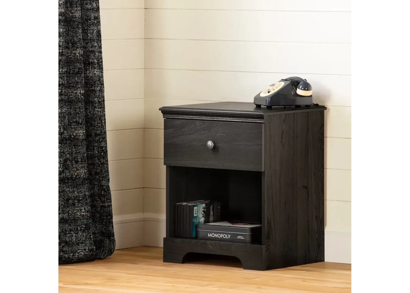 Zach Classic Dark Gray Oak Nightstand - South Shore