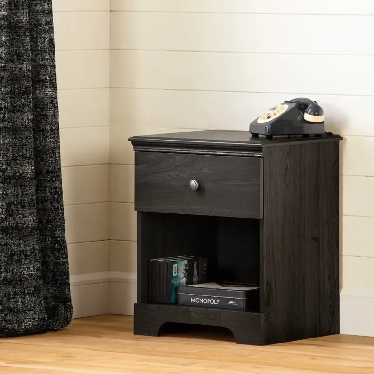 Zach Classic Dark Gray Oak Nightstand - South Shore