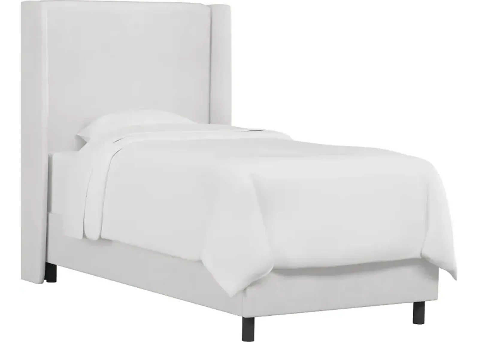 Sloane Velvet White Curved Wingback Full Bed - Skyline Furniture