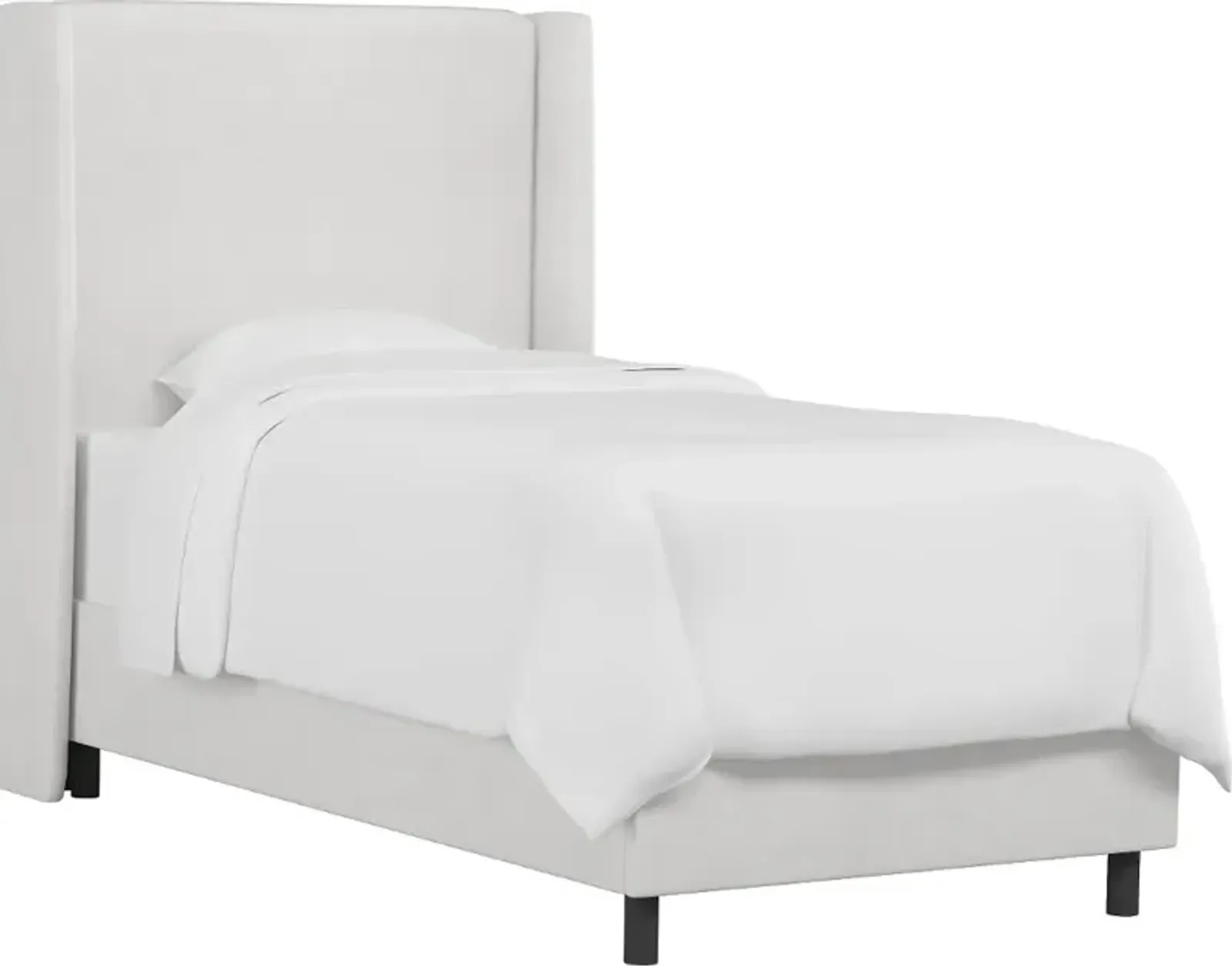 Sloane Velvet White Curved Wingback Full Bed - Skyline Furniture