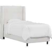 Sloane Velvet White Curved Wingback Full Bed - Skyline Furniture