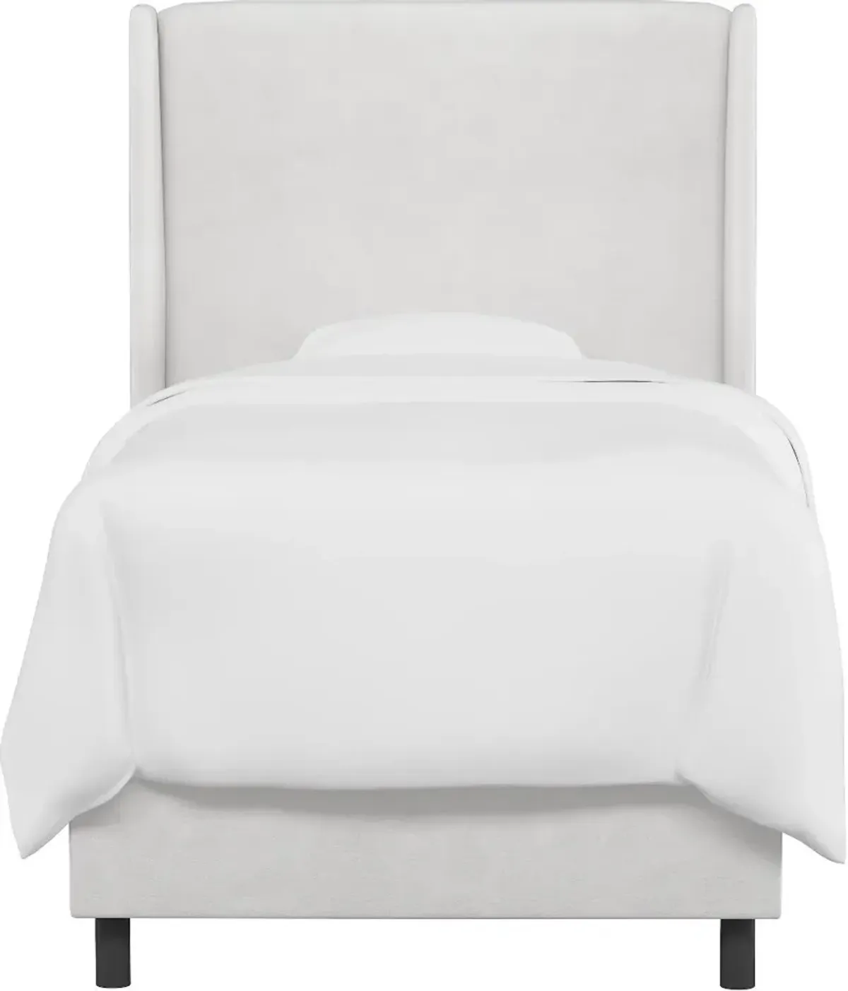 Sloane Velvet White Curved Wingback Twin Bed - Skyline Furniture