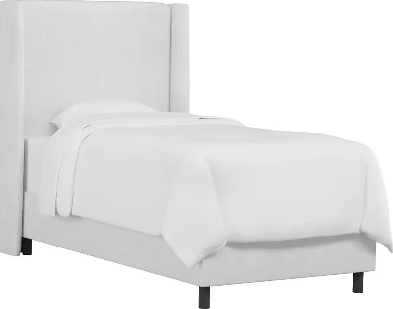 Sloane Velvet White Curved Wingback Twin Bed - Skyline Furniture