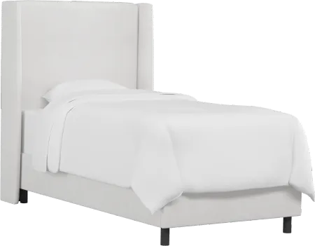 Sloane Velvet White Curved Wingback Twin Bed - Skyline Furniture