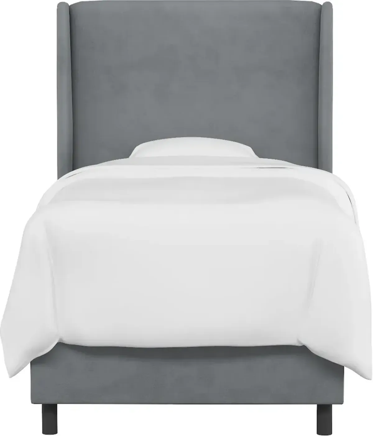 Sloane Velvet Dark Gray Curved Wingback Twin Bed - Skyline Furniture