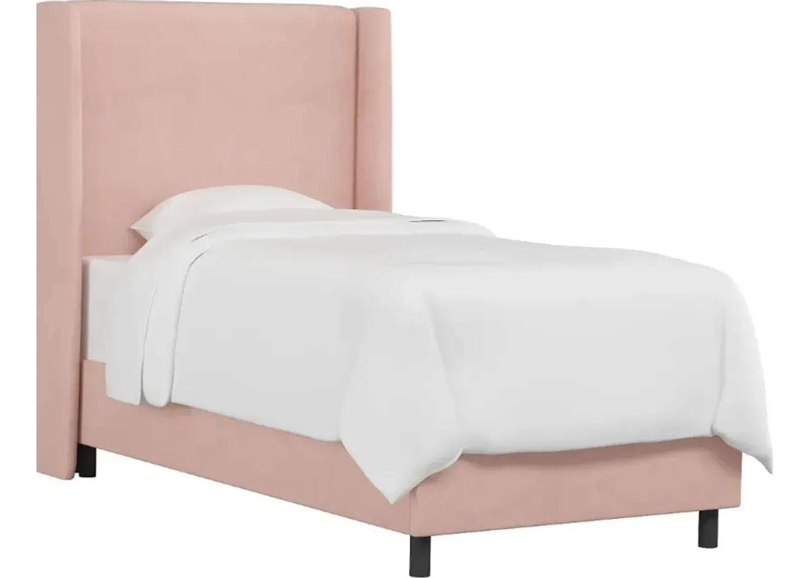 Sloane Velvet Blush Curved Wingback Full Bed - Skyline Furniture