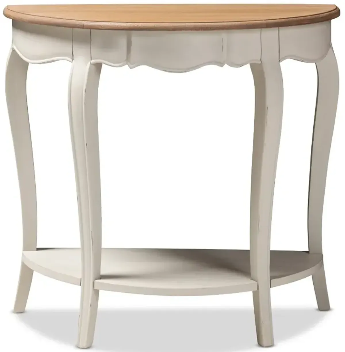 Country Cottage Farmhouse White and Natural Brown Sofa Table -