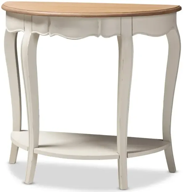 Country Cottage Farmhouse White and Natural Brown Sofa Table -