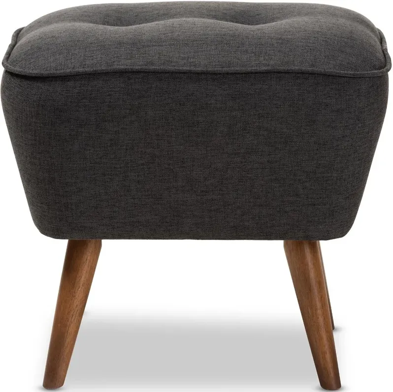 Mid Century Modern Dark Gray Upholstered Ottoman - Jeanie