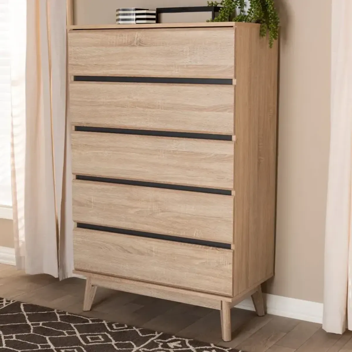 Mid-Century Light Oak Chest of Drawers - Josephina