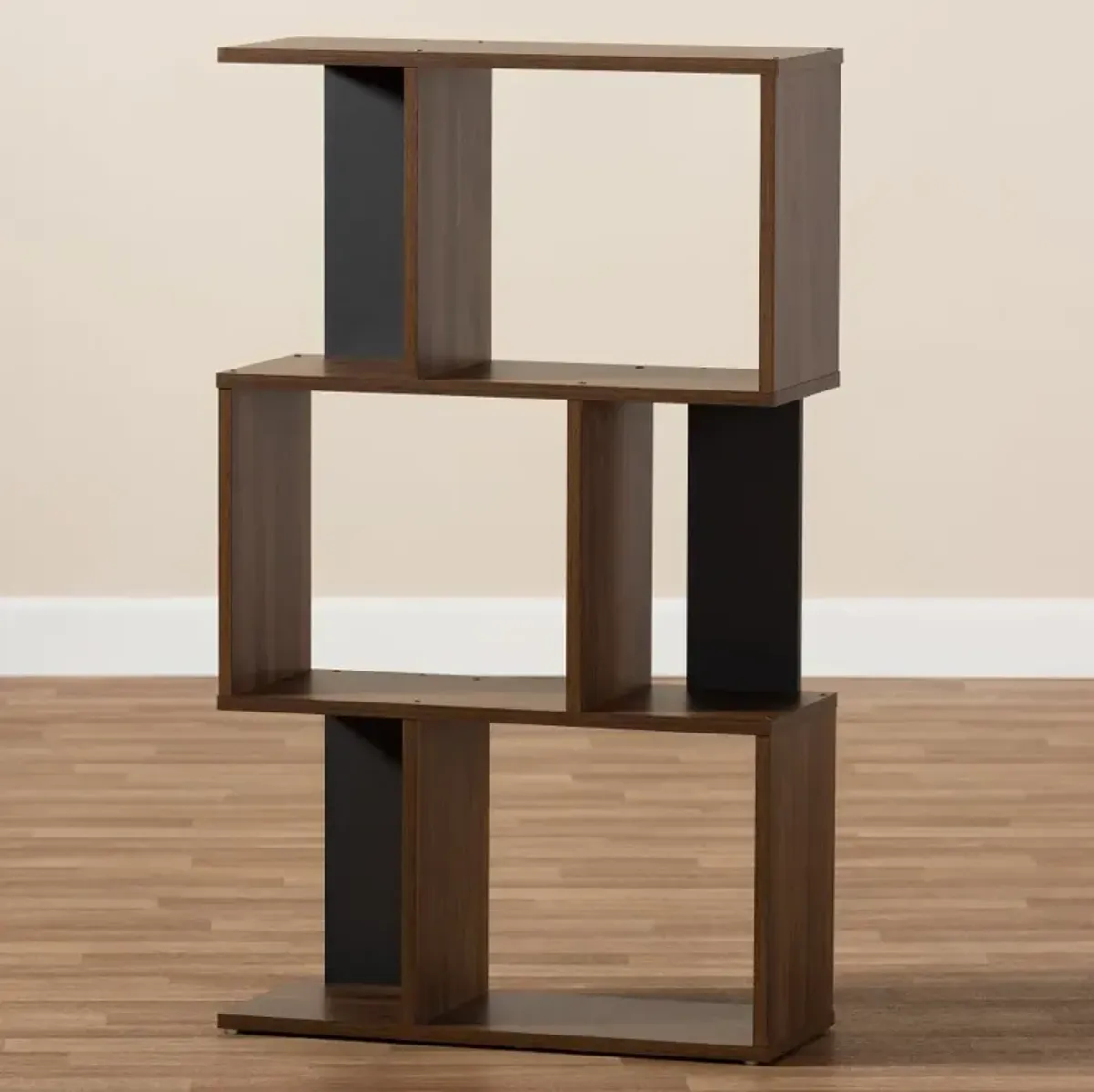 Modern Brown and Dark Gray Display Bookcase - Sheryl