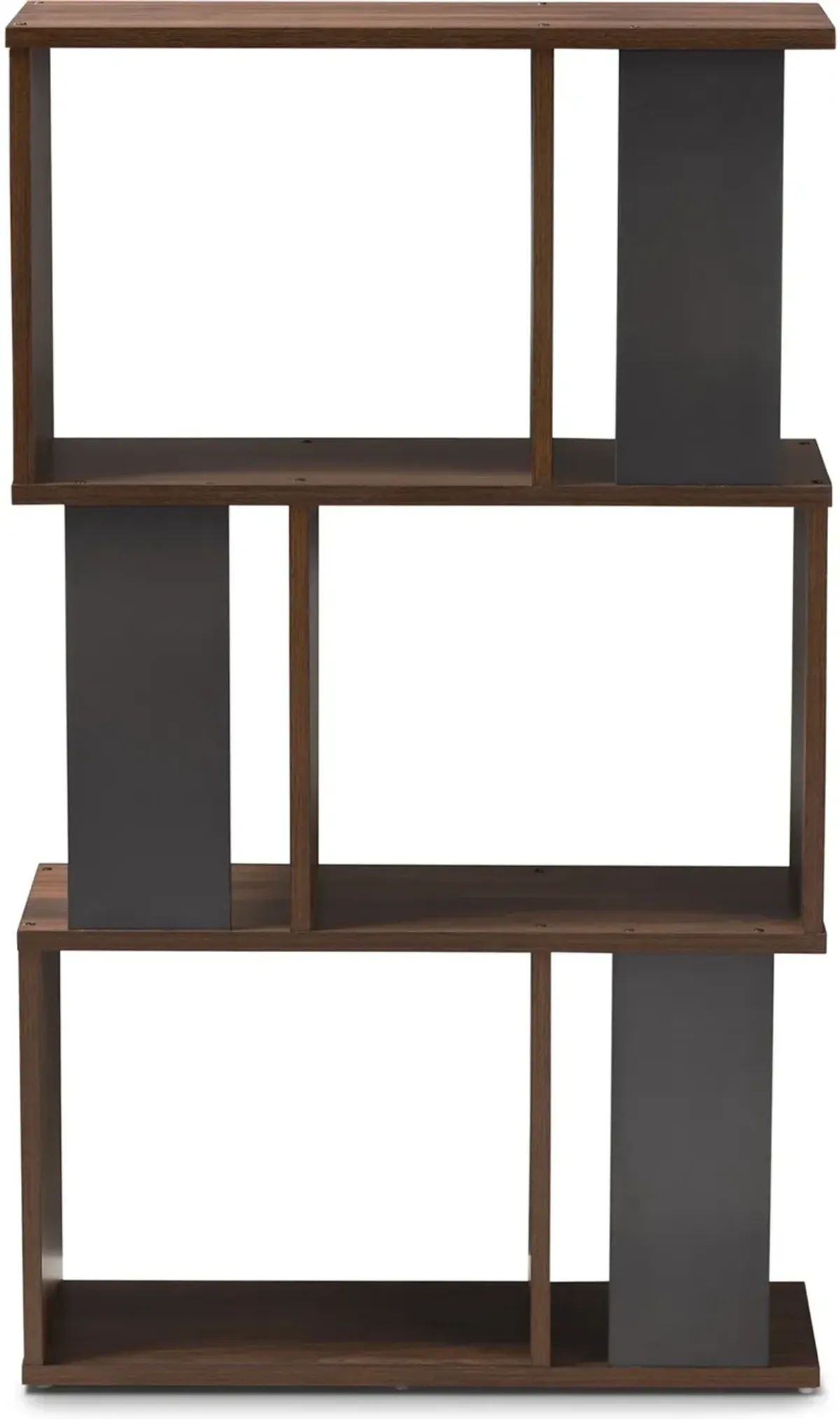 Modern Brown and Dark Gray Display Bookcase - Sheryl