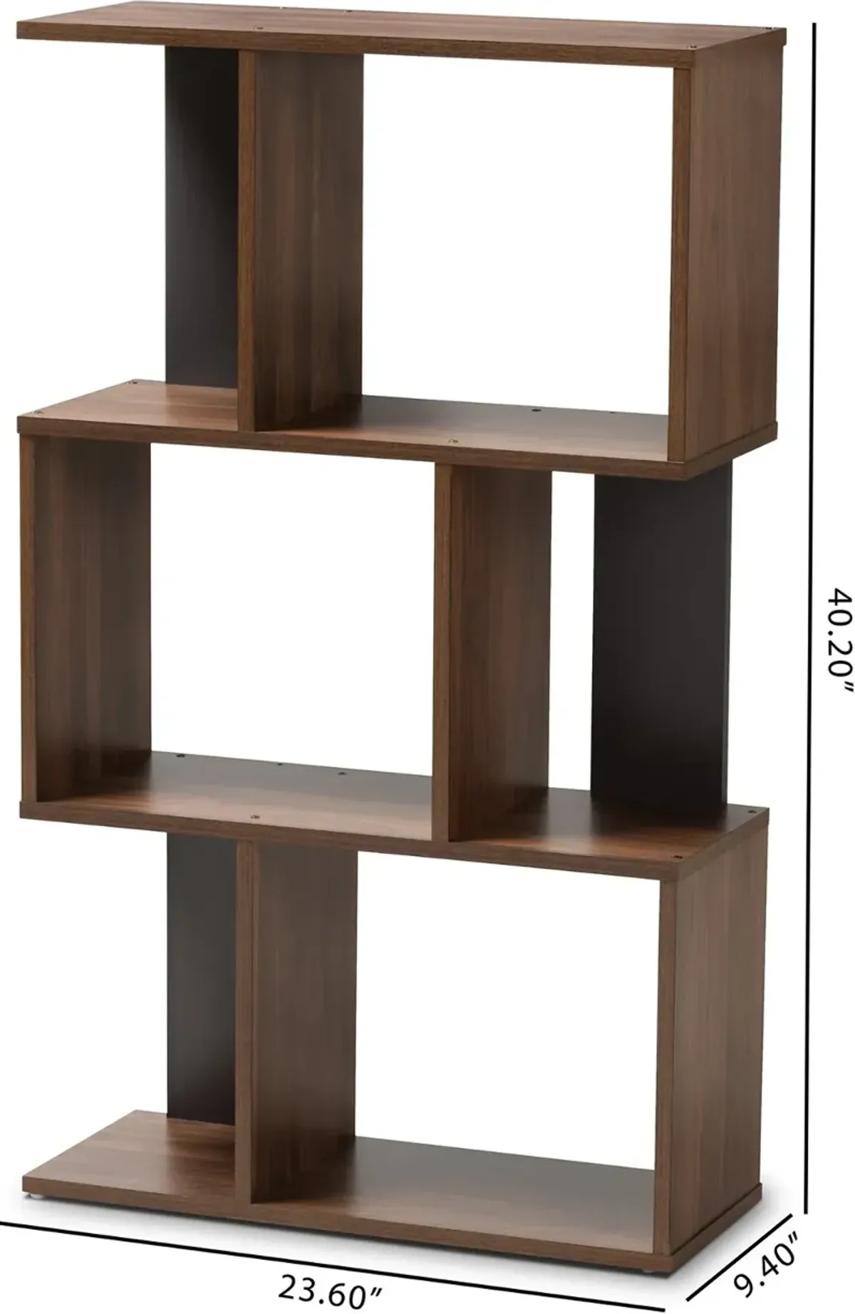 Modern Brown and Dark Gray Display Bookcase - Sheryl