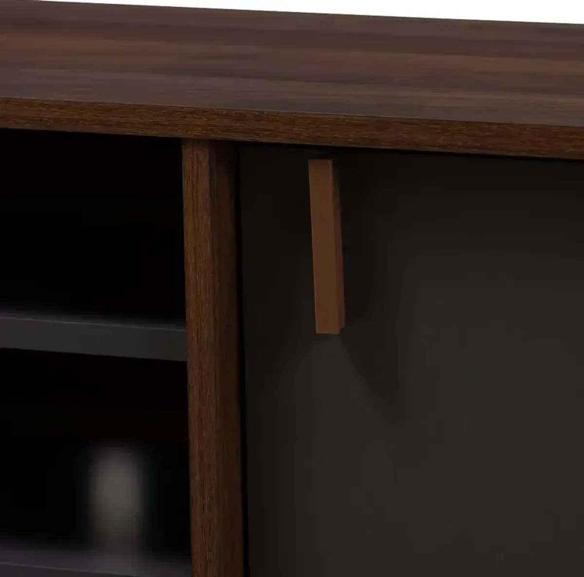 Modern Brown and Dark Grey Finished Mid-Century TV Stand - Abilene