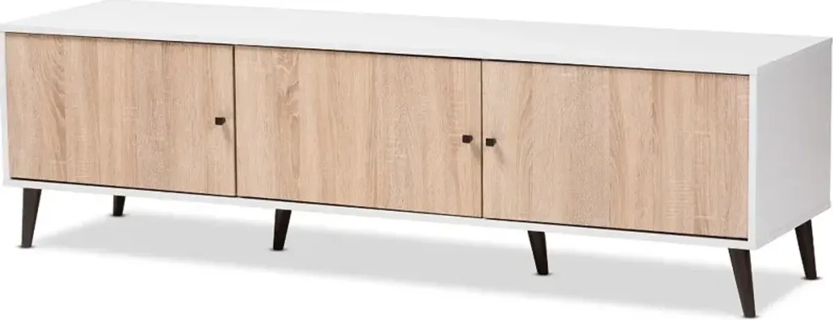 Brennan White and Light Oak 70" TV Stand