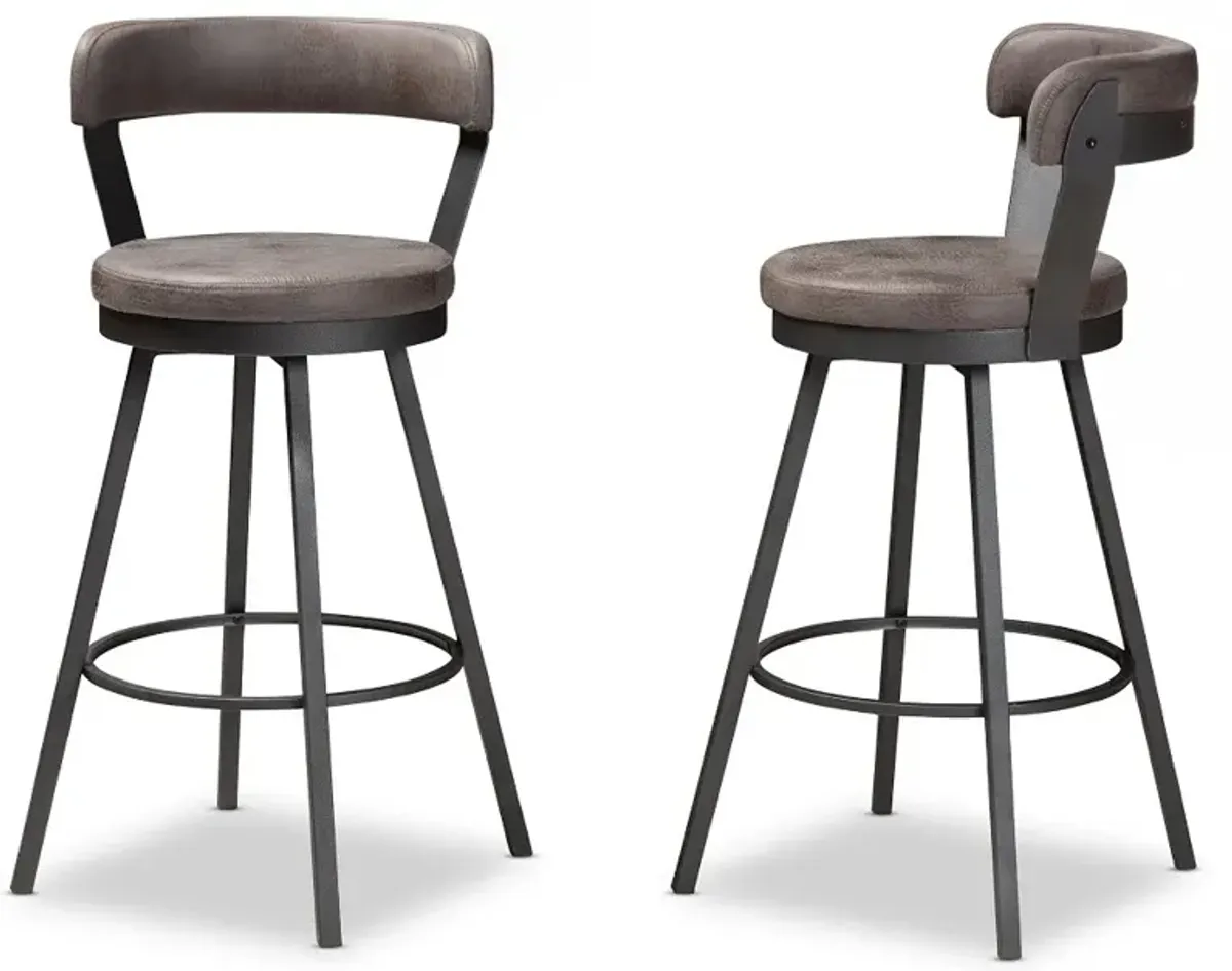 Delbert Gray Swivel Bar Stools - Set of 2