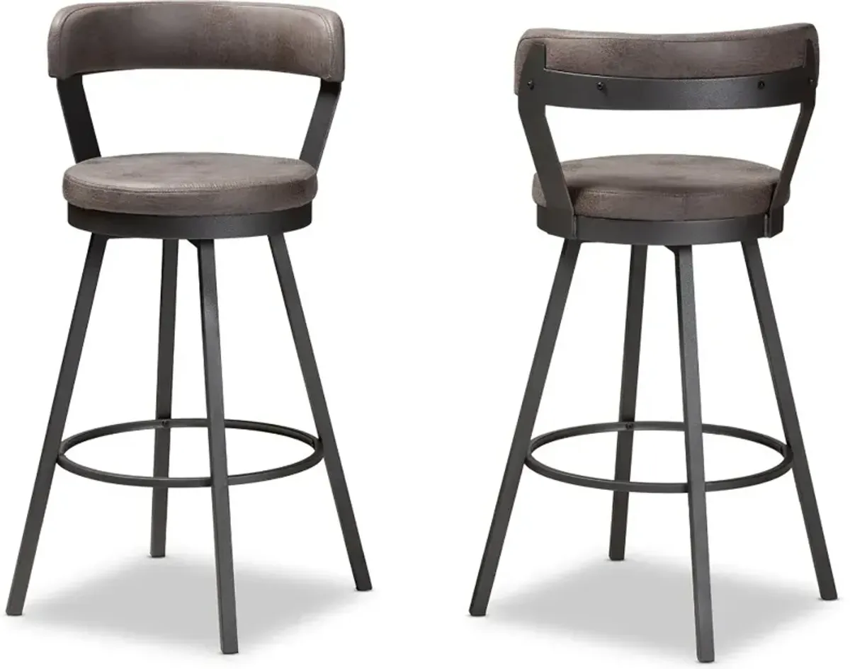 Delbert Gray Swivel Bar Stools - Set of 2