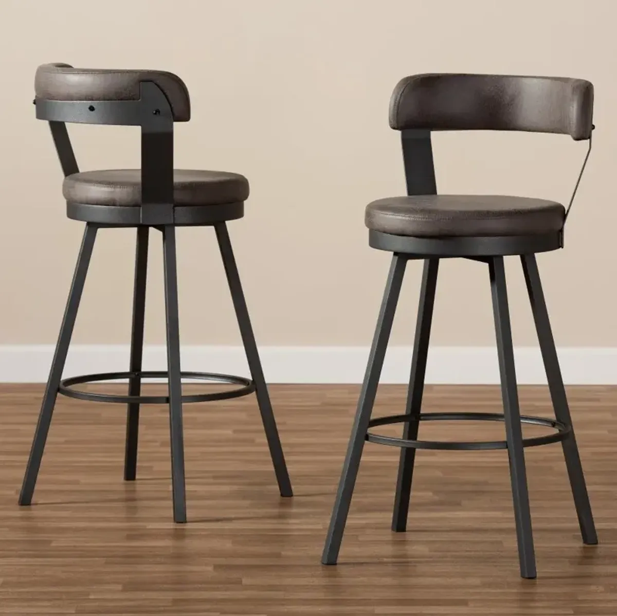 Delbert Gray Swivel Bar Stools - Set of 2