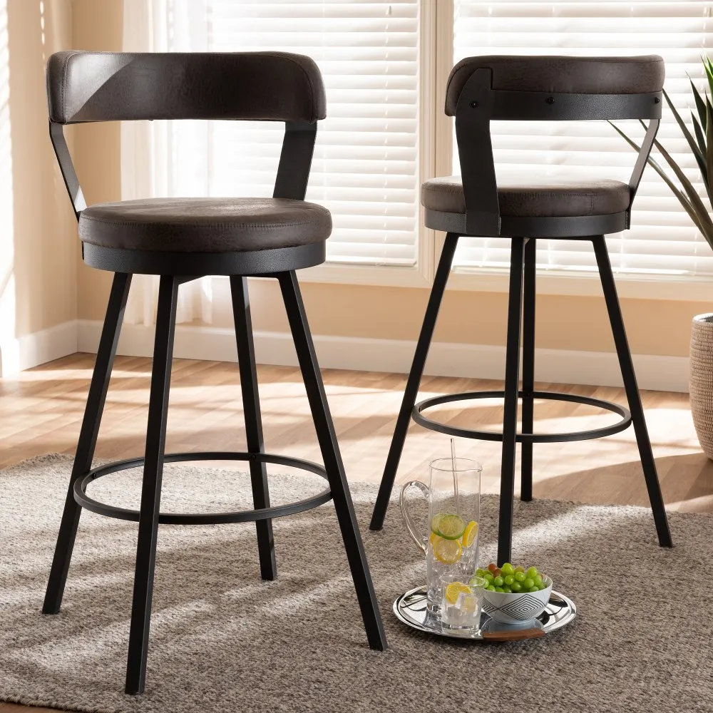 Delbert Gray Swivel Bar Stools - Set of 2