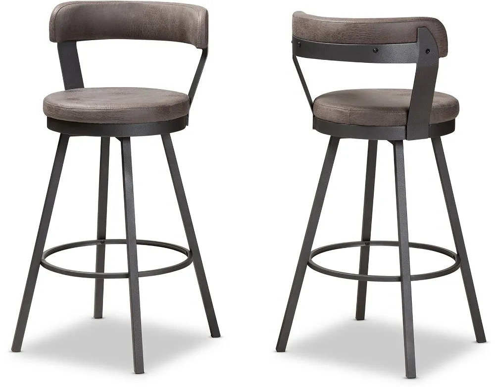 Delbert Gray Swivel Bar Stools - Set of 2