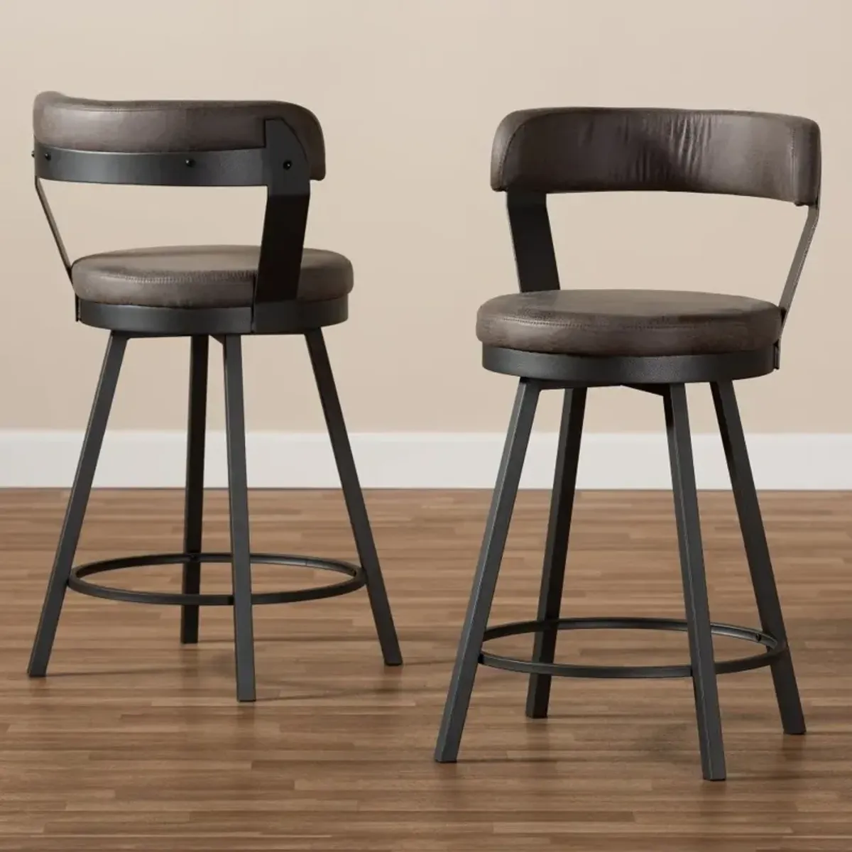 Delbert Gray Swivel Counter Height Stools - Set of 2