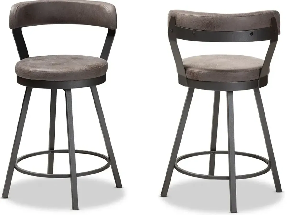 Delbert Gray Swivel Counter Height Stools - Set of 2