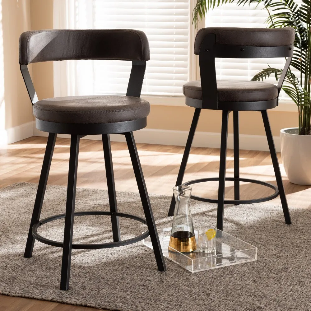 Delbert Gray Swivel Counter Height Stools - Set of 2