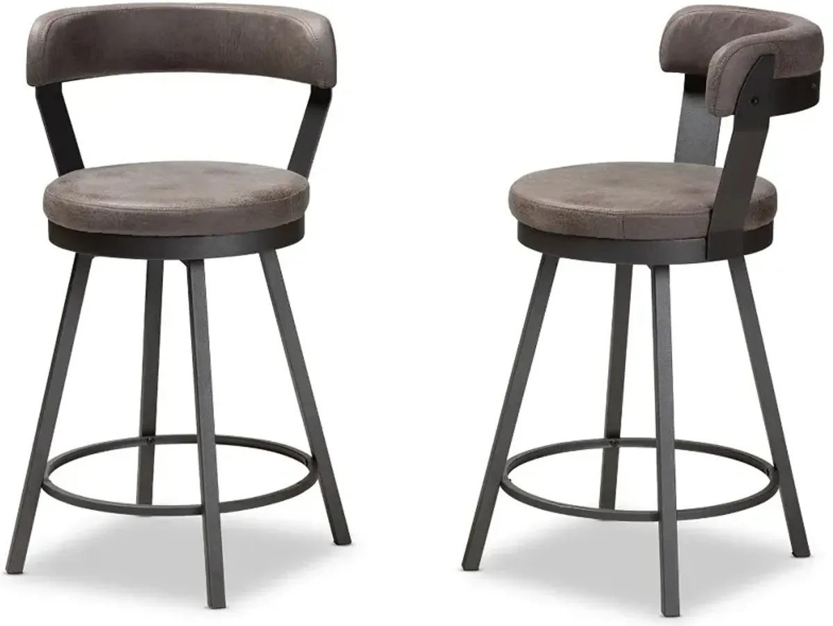 Delbert Gray Swivel Counter Height Stools - Set of 2