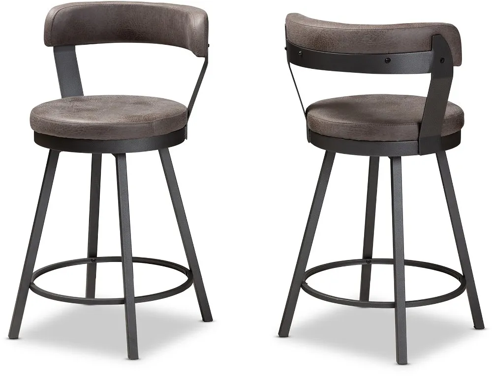 Delbert Gray Swivel Counter Height Stools - Set of 2