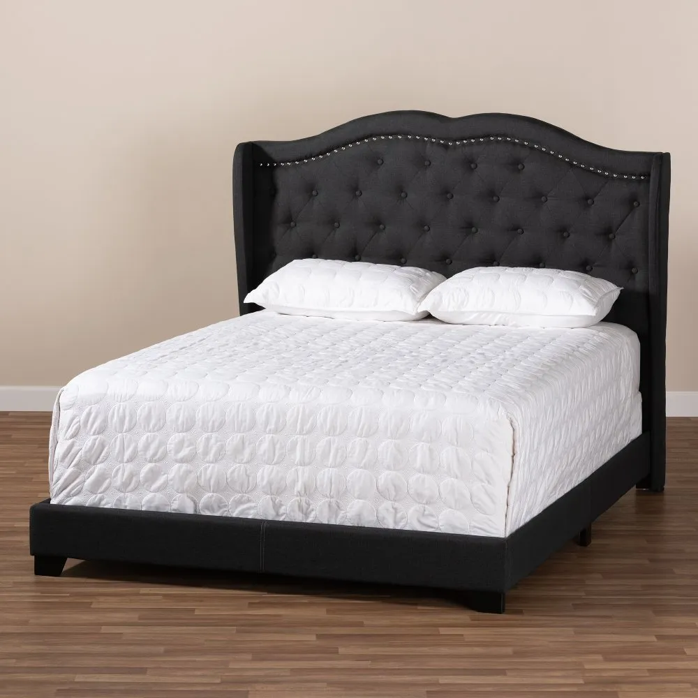 Contemporary Charcoal Gray Upholstered Queen Bed - Lainey