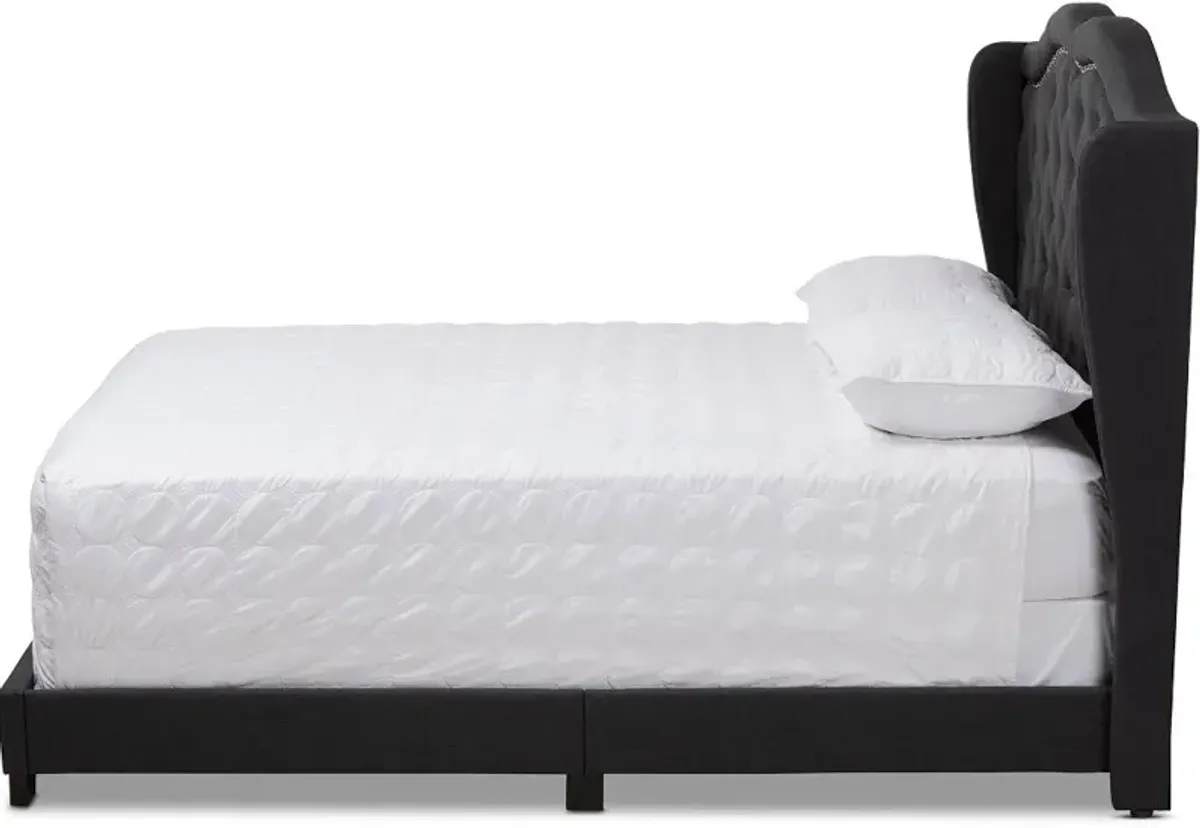 Contemporary Charcoal Gray Upholstered Queen Bed - Lainey