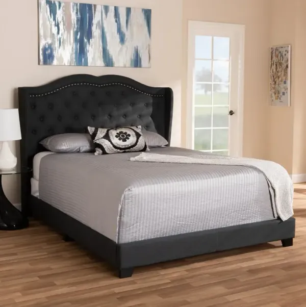 Contemporary Charcoal Gray Upholstered Queen Bed - Lainey