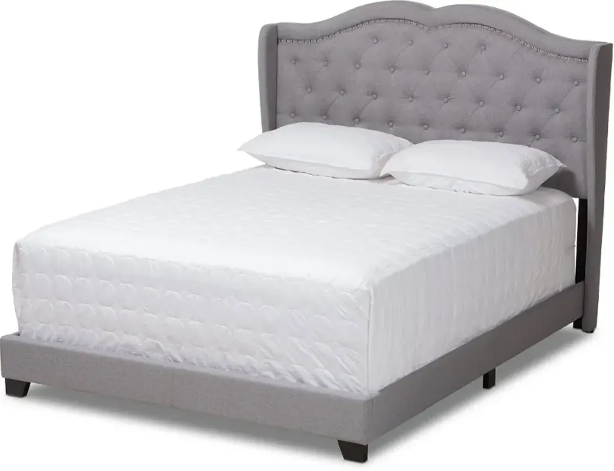 Contemporary Light Gray Upholstered Queen Bed - Lainey