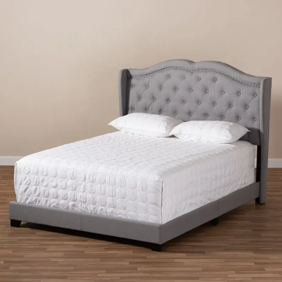 Contemporary Light Gray Upholstered Queen Bed - Lainey