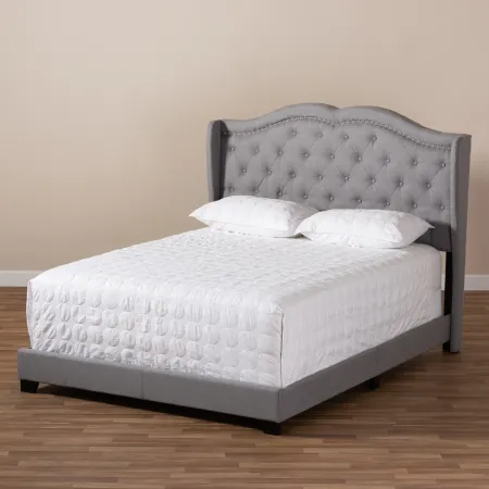 Contemporary Light Gray Upholstered Queen Bed - Lainey