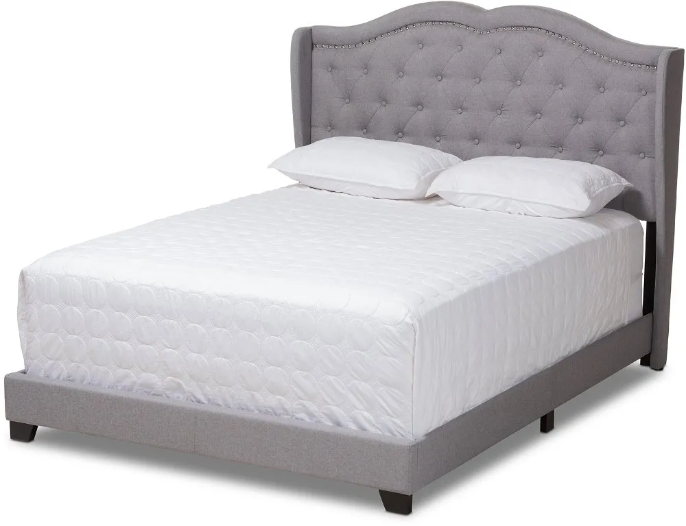 Contemporary Light Gray Upholstered King Bed - Lainey