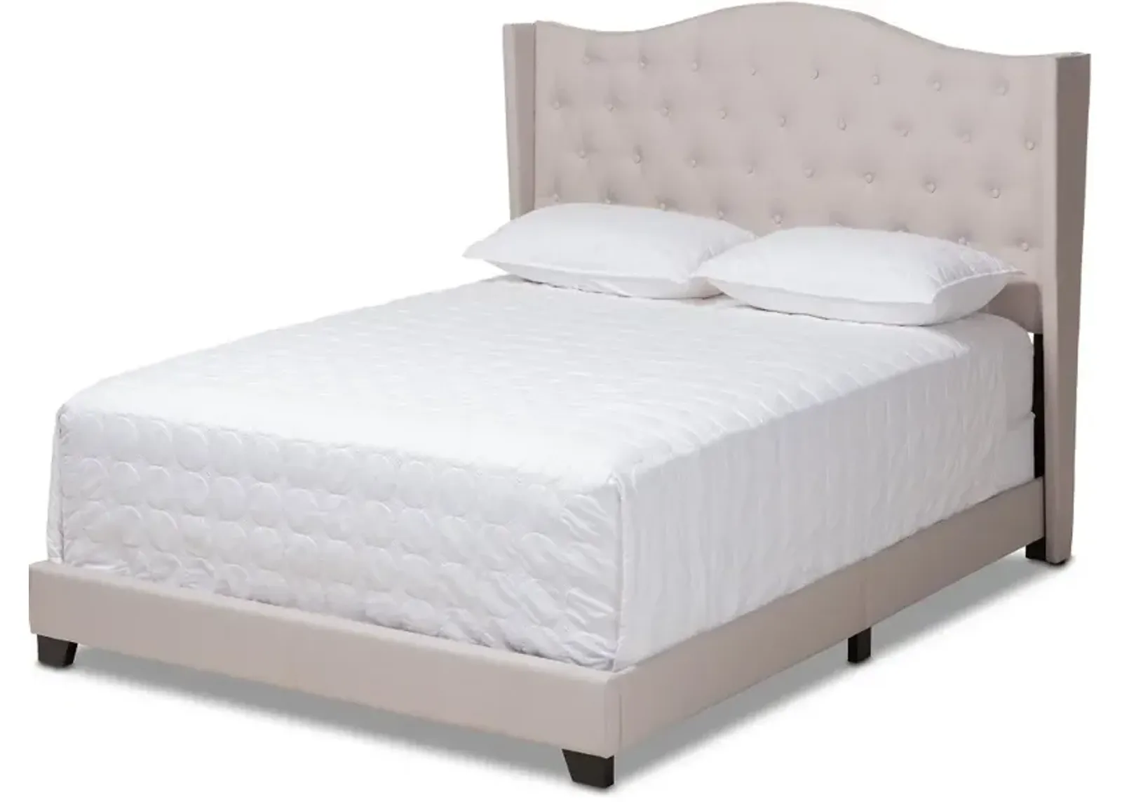 Contemporary Beige Upholstered Queen Bed - Natasha