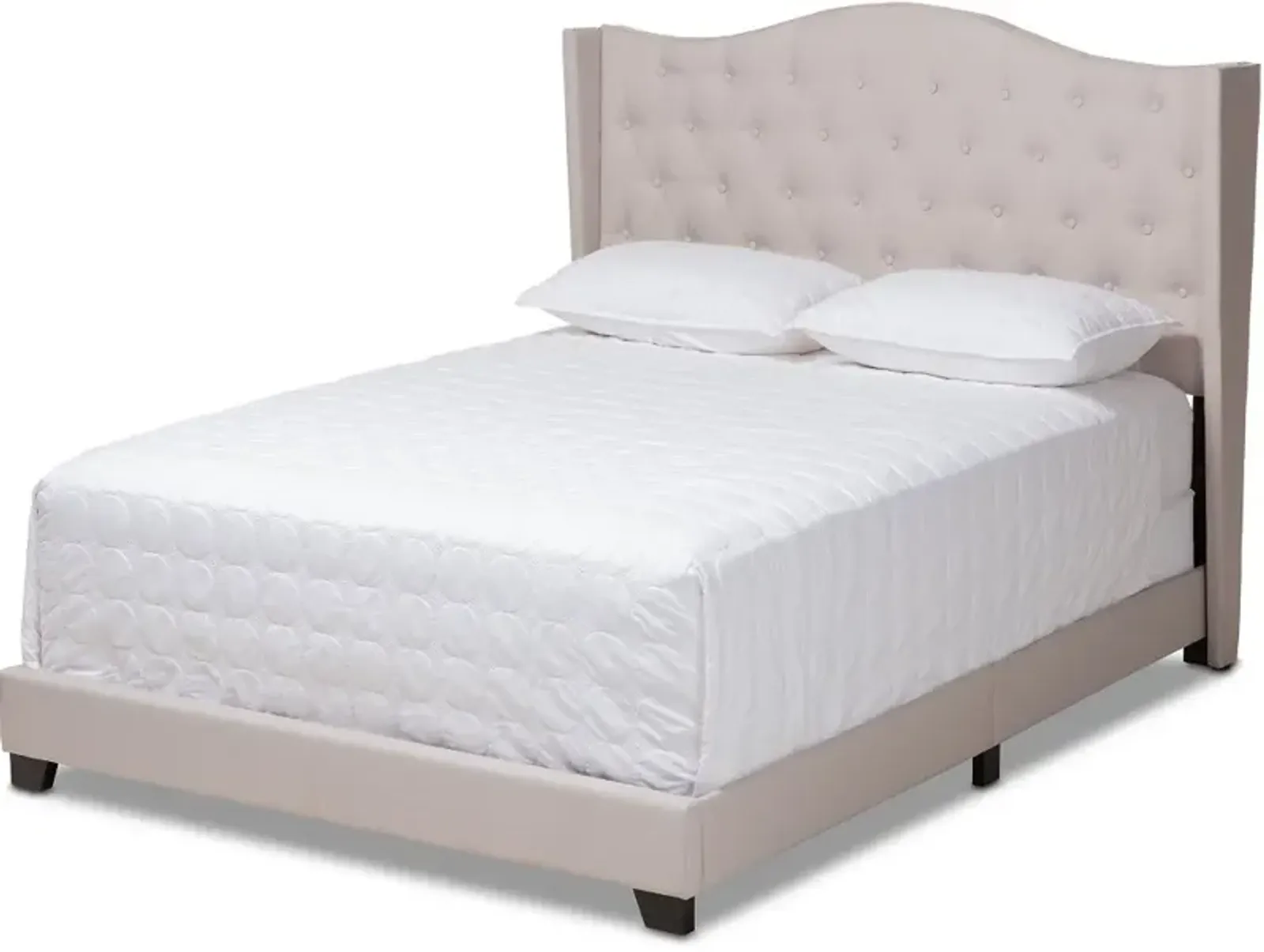 Contemporary Beige Upholstered Queen Bed - Natasha